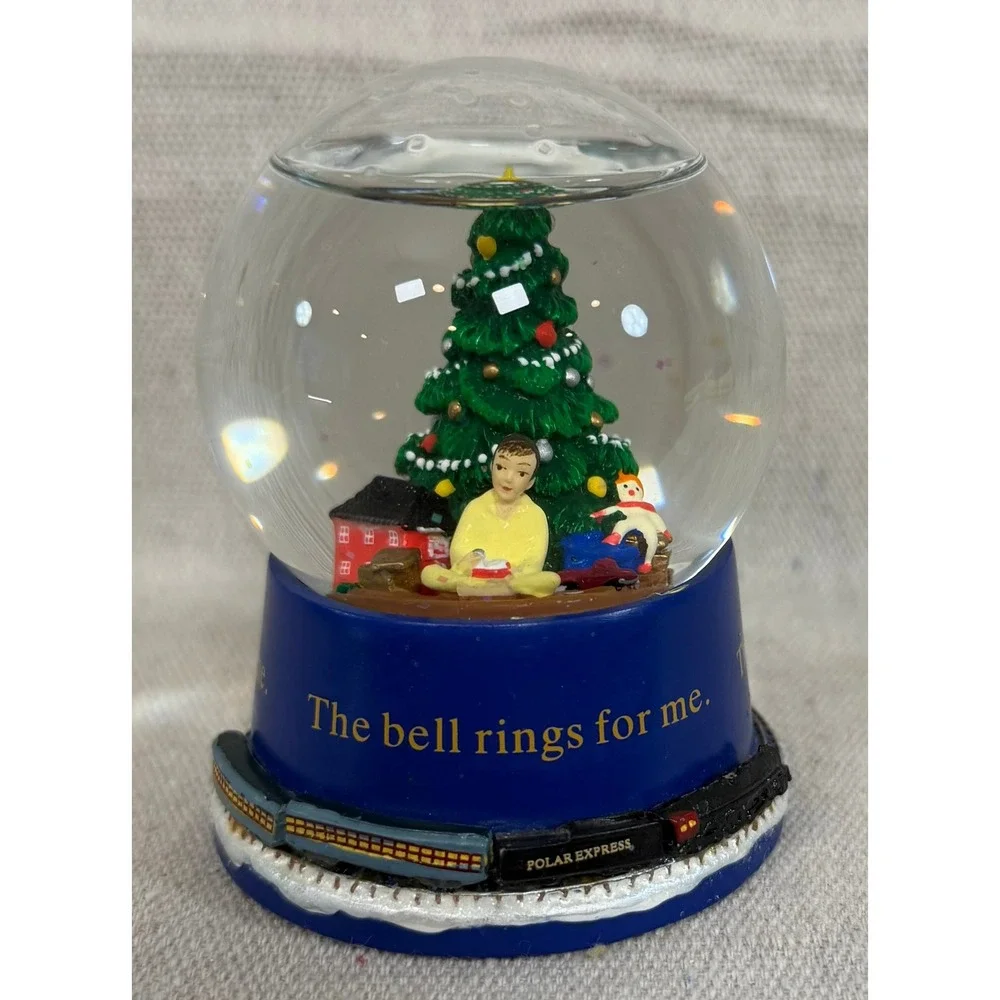 Hallmark The Polar Express Mini Snow Globe The Bell Rings For Me Blue 3.5 inch